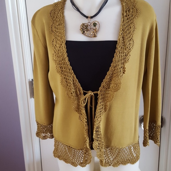 Joseph Allen Sweaters - Crocheted Trim Cardigan